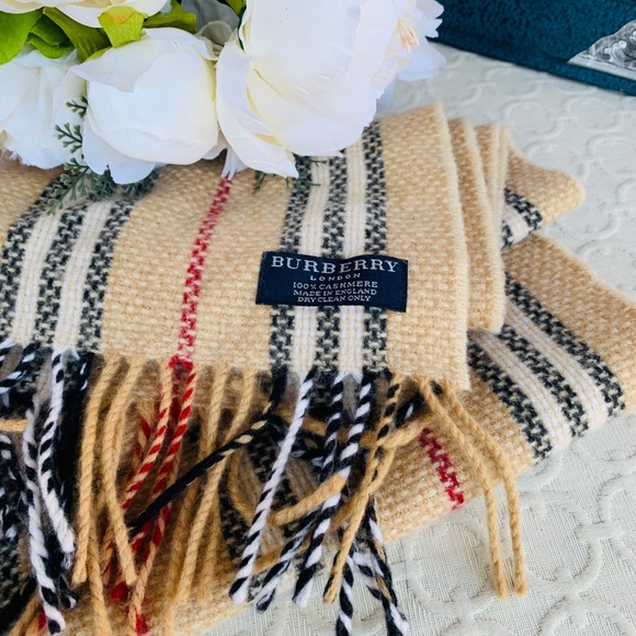 Burberry Accessories - Burberry Cashmere Fringe Classic Plaid Scarf